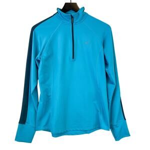 Nike Womens Size M Microfleece 1/2 Zip Running LS Top Blue